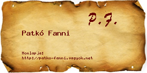 Patkó Fanni névjegykártya